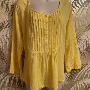 Denim & Supply RALPH LAUREN Yellow Pintuck Smock Tunic Sz XL